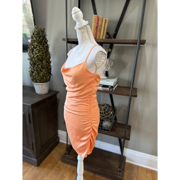 Ramy Brook Kiki Satin Cowl Neck Mini Dress Orange Womens Size 0 - Picture 6 of 11